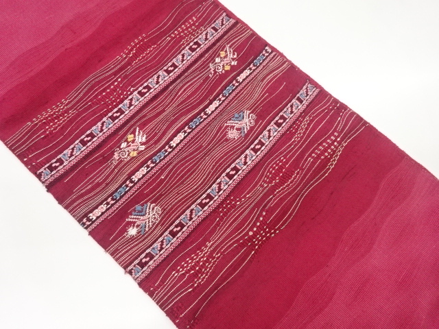 JAPANESE NAGOYA OBI / TSUMUGI / WOVEN WAVY STRIPE